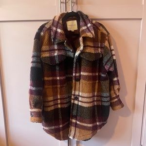 Longline plaid Teddy jacket
